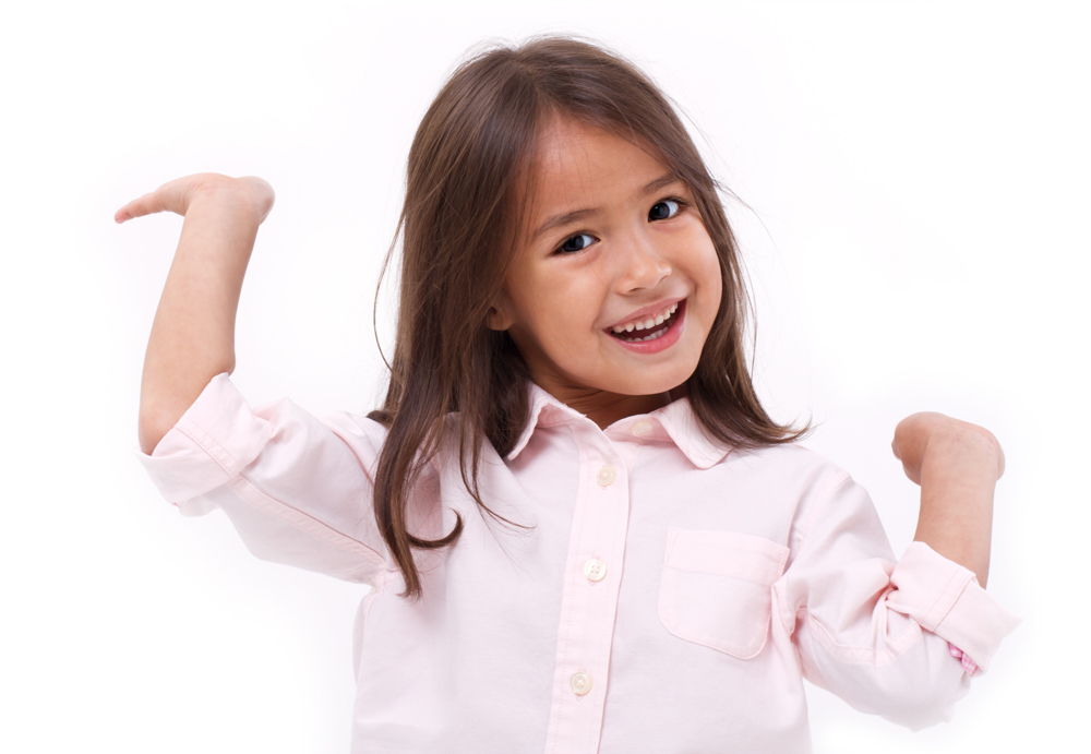 Girl demonstrating Low dose High image quality.